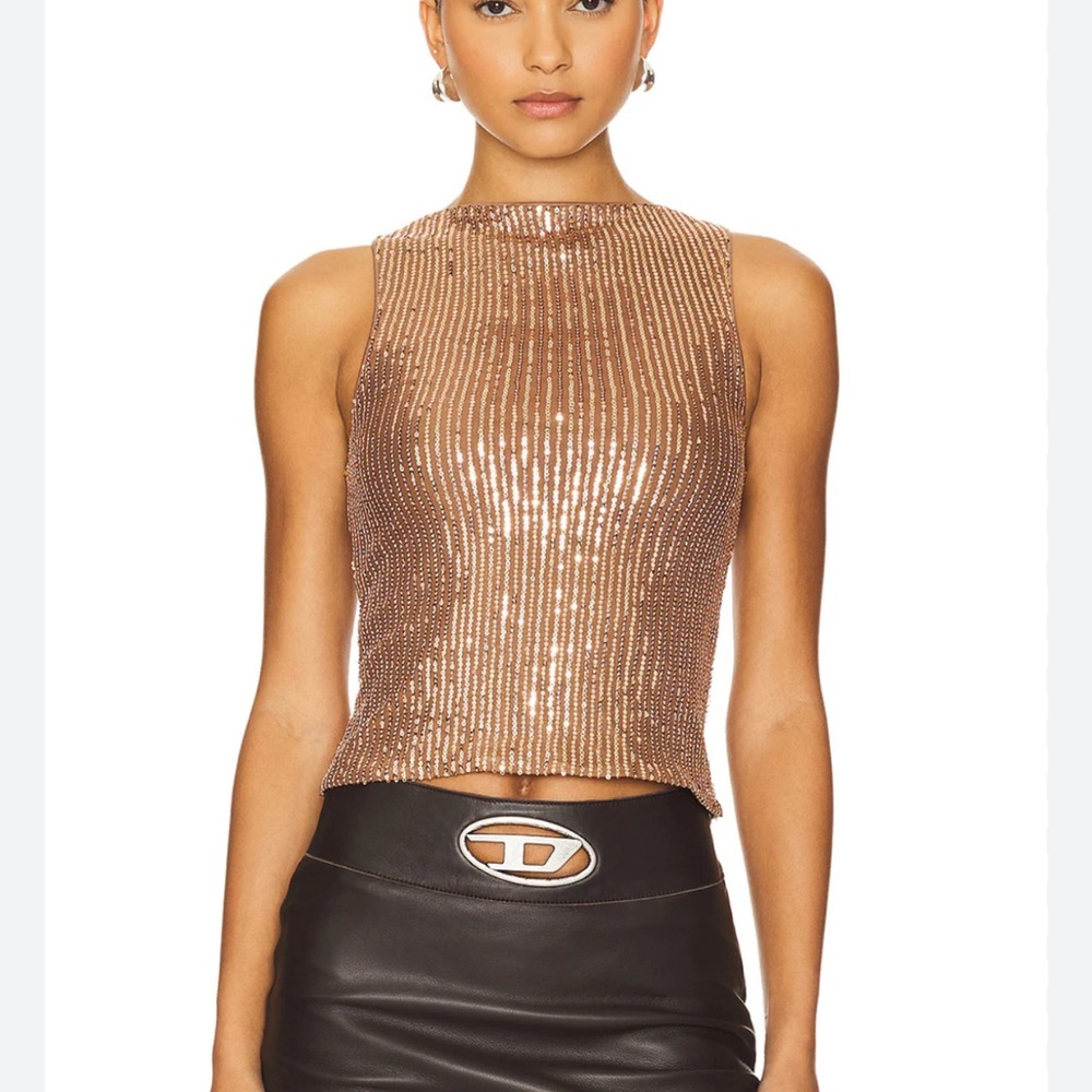 Revolve Superdown sequin top in mocha size M